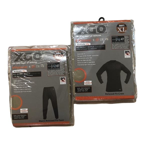 L Set XGO Mid-weight Tech Waffle Phase 2 Thermal Long sleeve Shirt & Pants Large - Picture 1 of 5